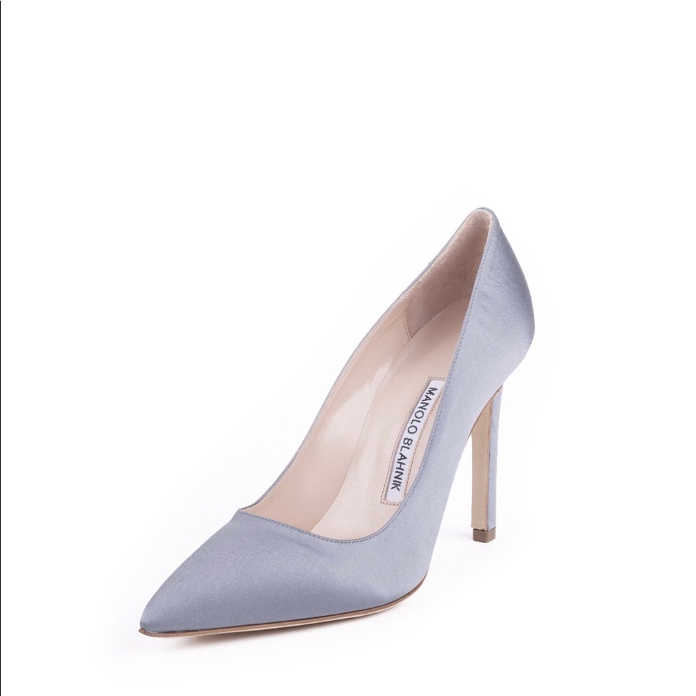 Manolo Blahnik Gray Satin BB Pumps